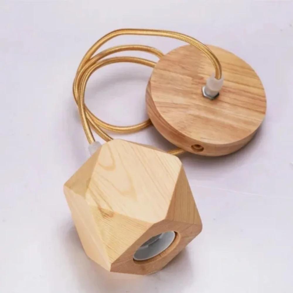 Vintage Wood Pendant Lamp E27 Wooden Pendant Lights Home Decor Decorative Chandelier Bedroom Shop Solid Wood Single Head Lamp