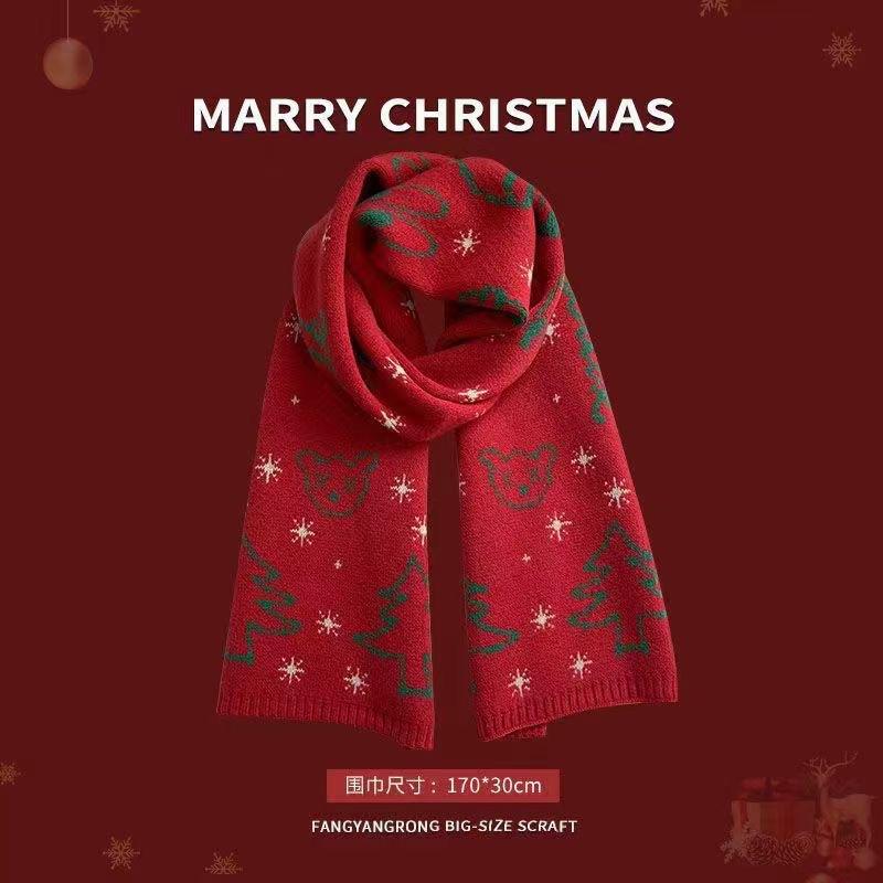 New red Christmas gift imitation cashmere scarf women's winter shawl trendy versatile scarf fashionable versatile