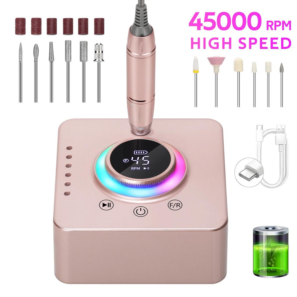 DianaBeauty 45000RPM Rechargeable Manicure Drill Desktop Polishing Machine Electric Manicure Sander Low Noise Nail Salon Tools