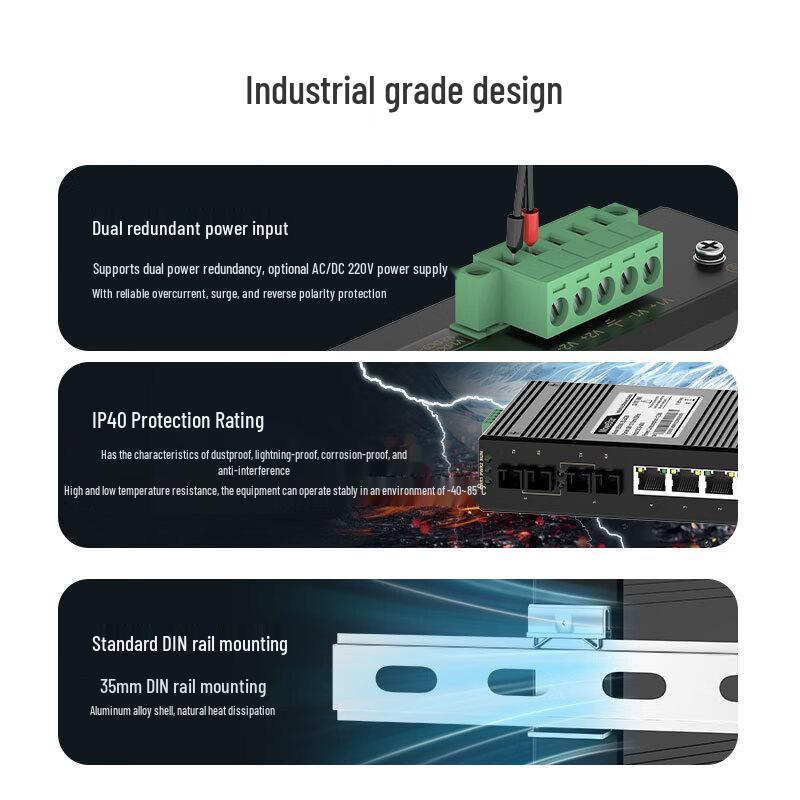 MoweStar Industrial Unmanaged Fast Ethernet DIN-Rail Switch