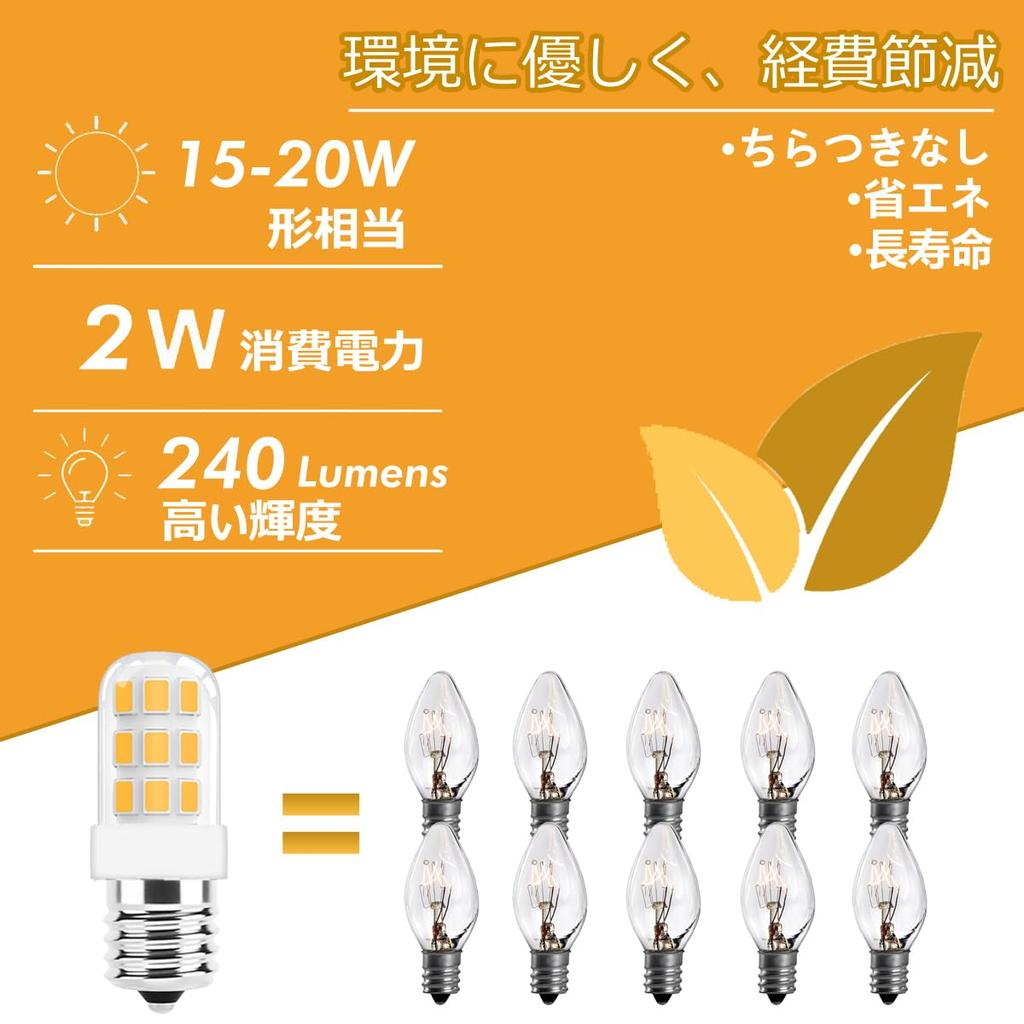 [Set of 5] ZSSXOLED E12 Base LED Bulbs, 2W, 240LM, 15-20W Equivalent, C7 E12 Bulbs, Energy-Saving, Full Beam Distribution, Small Round Bulbs, 3000K