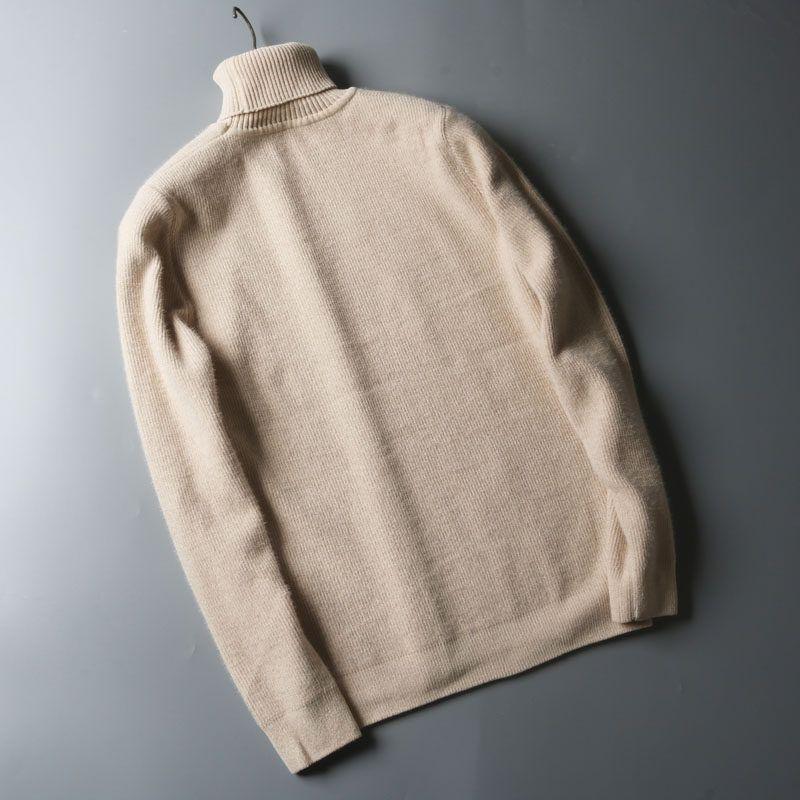 Export Surplus High-Quality Cut-Label Turtleneck Sweater Men s Pullover Slim Fit Mink Wool Student Trendy Base Layer Sweater Khaki XL