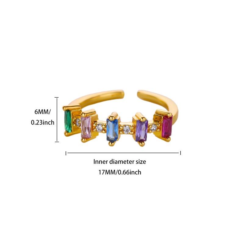

New gold-plated colored zircon ring women s hip-hop style love ring women s jewelry open ring