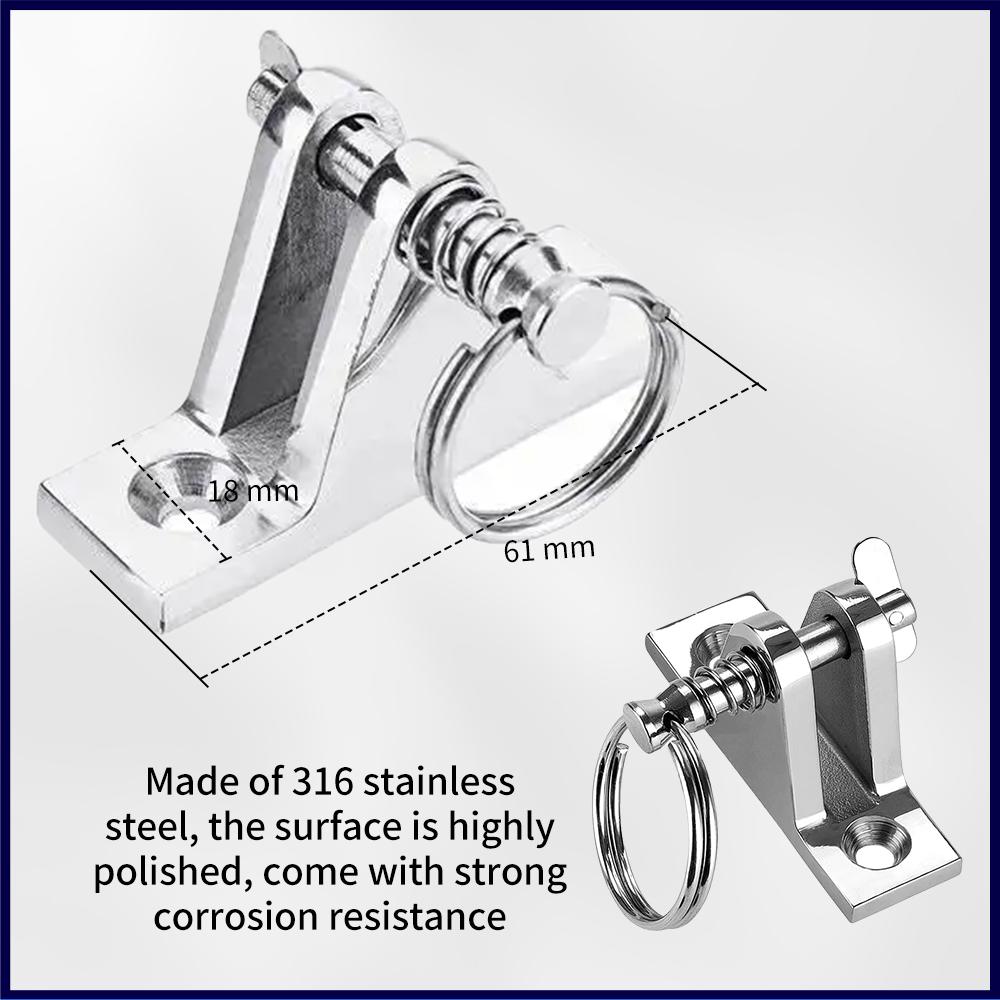 90° Boat Deck Hinge with Quick Release Pin and Ring 316 Stainless Steel Bimini Top Fitting Boat Hinge Mount Marine Accessories
