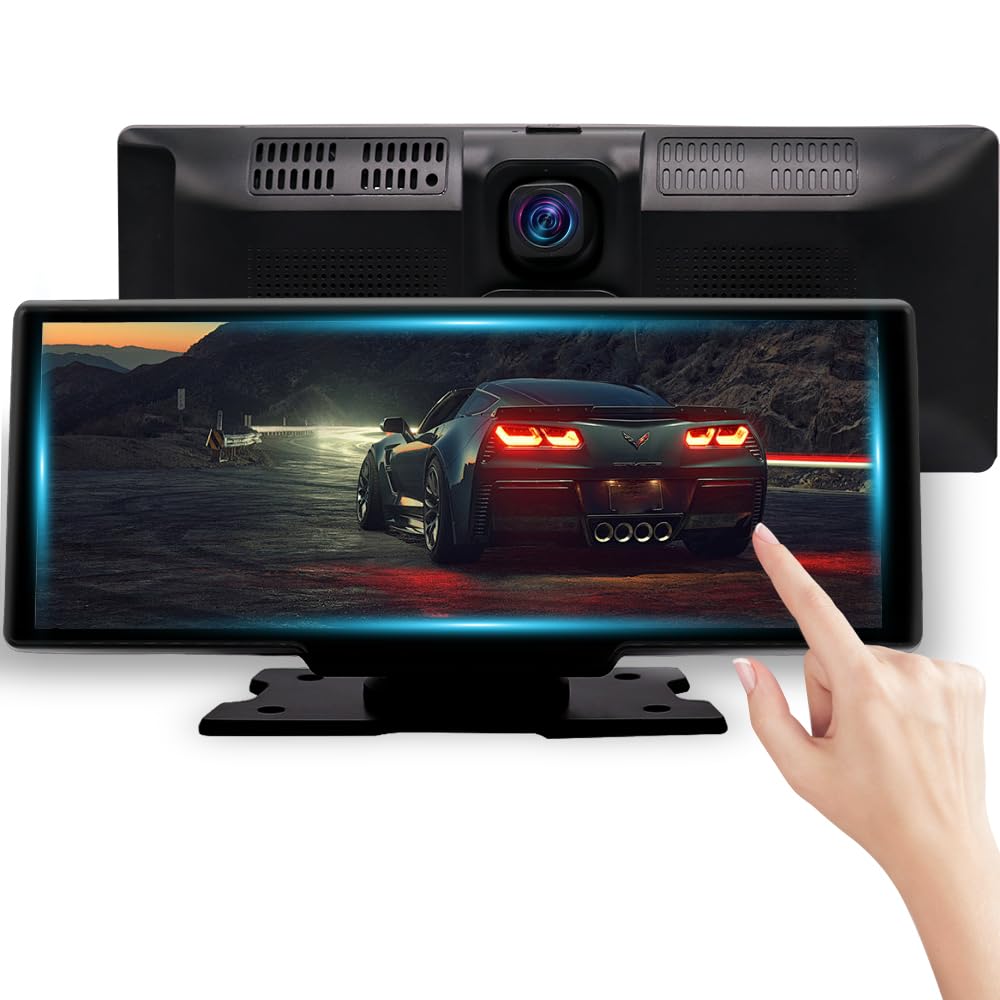 

HUAJUN Dash CarPlay Android Auto Интегрированная автомобильная аудиосистема с передним и задним обзором и приложением для трансляции видео со смартфона, регулируемой направляющей линией, простой установкой, в стиле зеркала