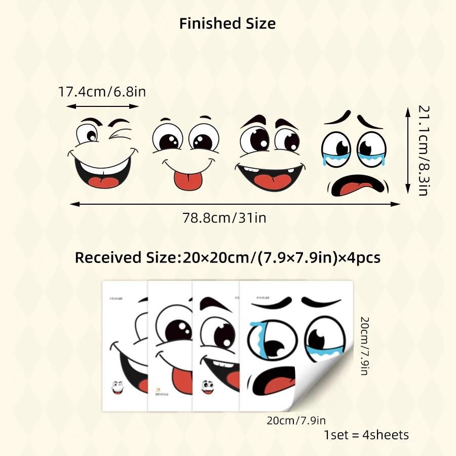 

Cartoon Face Bin Stickers Self-Adhesive Home Decor For Trash Can Wall Toilet Decor Refrigerator Fun Themed Decor