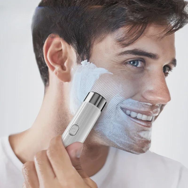 Portable USB Rechargeable Electric Razor for Men, Washable Beard Shaver