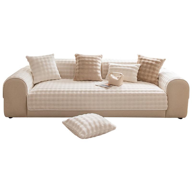 Winter Bubble Fleece Sofa Cushion Non-Slip High-Grade Cream Light Luxury Seat Cushion Winter Thickened Thermal Cover Cover Cloth Towel