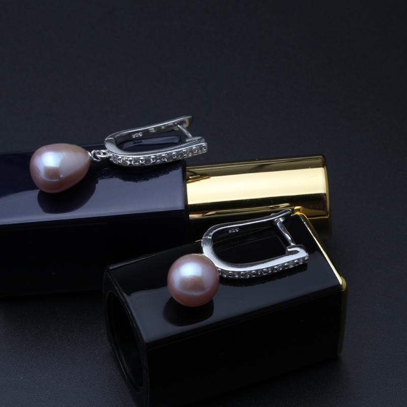 Real Freshwater Grey Pearl Earrings for Women,classic 925 Sterling Silver Earrings Birthday Gift