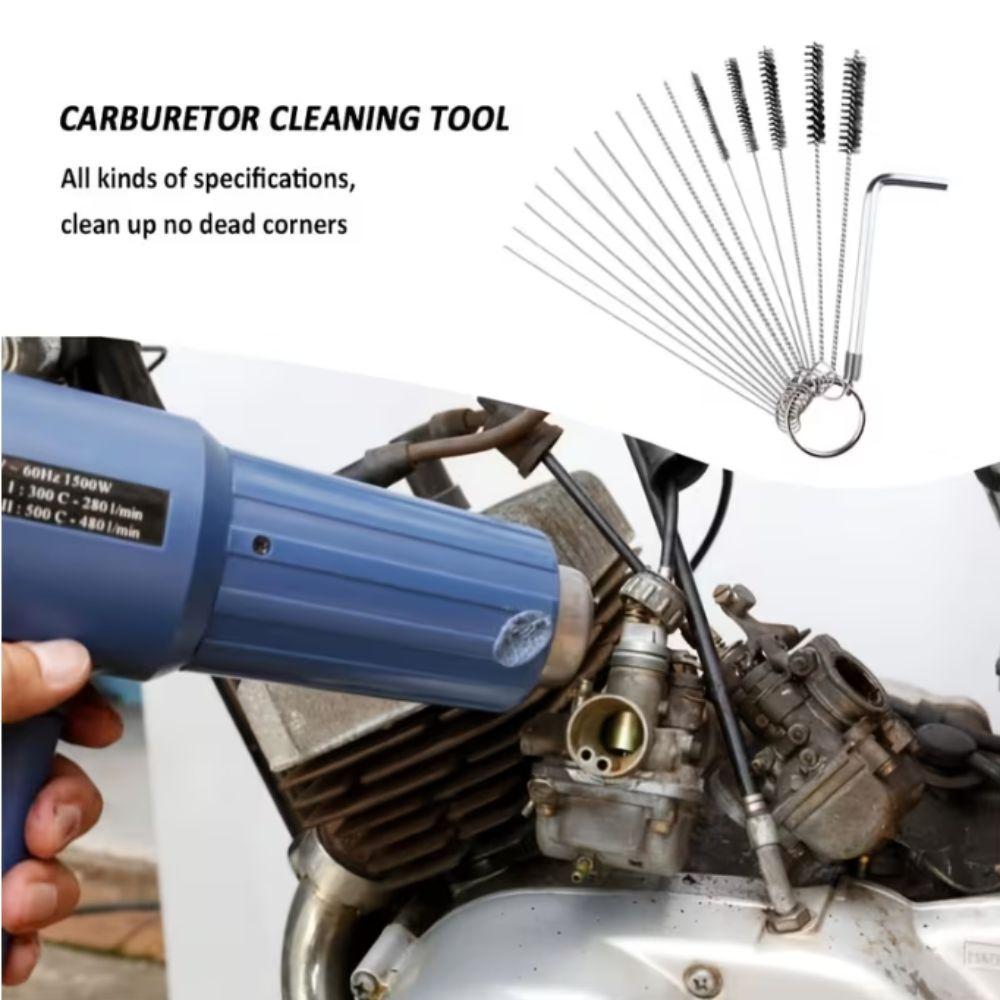 10 Cleaning Needles Carburetor Cleaner Tool Multi Purpose 5 Nylon Brushes Carbon Dirt Jet Cleaner Portable Design Wire Cleaner