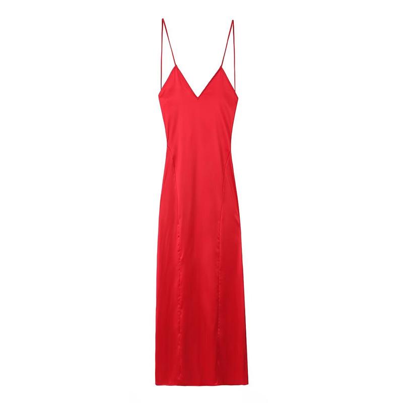 European & American Style Silk Satin Winter Camisole Dress 2025 - Model 8325840