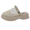 thick-soled sandals, one shoe for women, two summer breathable linen mesh shoes, bag head and half slippers, and embroidered mesh sandals