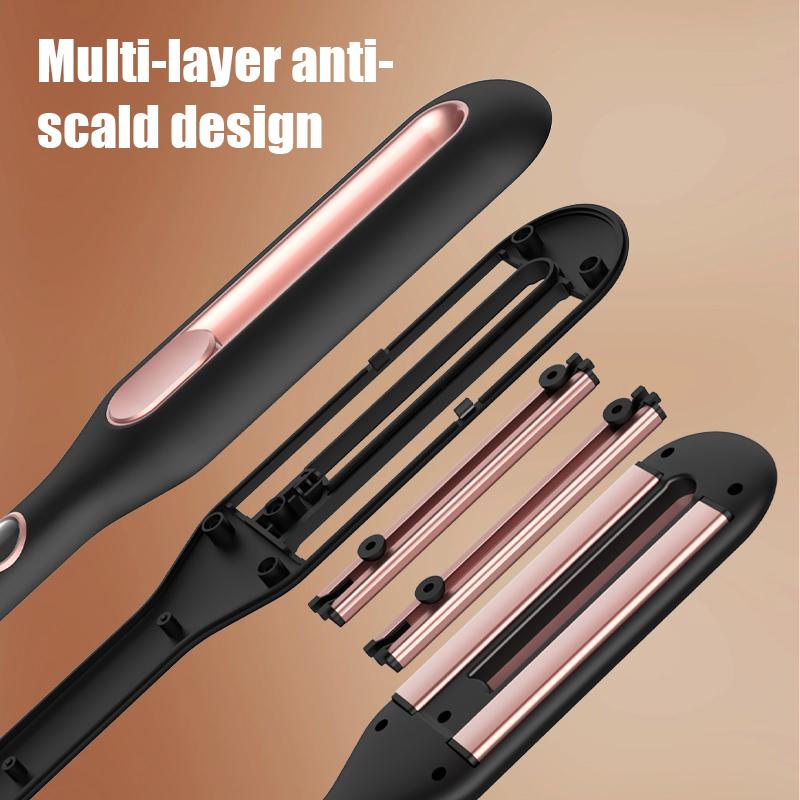 Professional 2 In 1 Hair Curler Hair Straightener Brush Temperature Display Negative Ion Salon Flat Iron Hair Tool Personal Care
