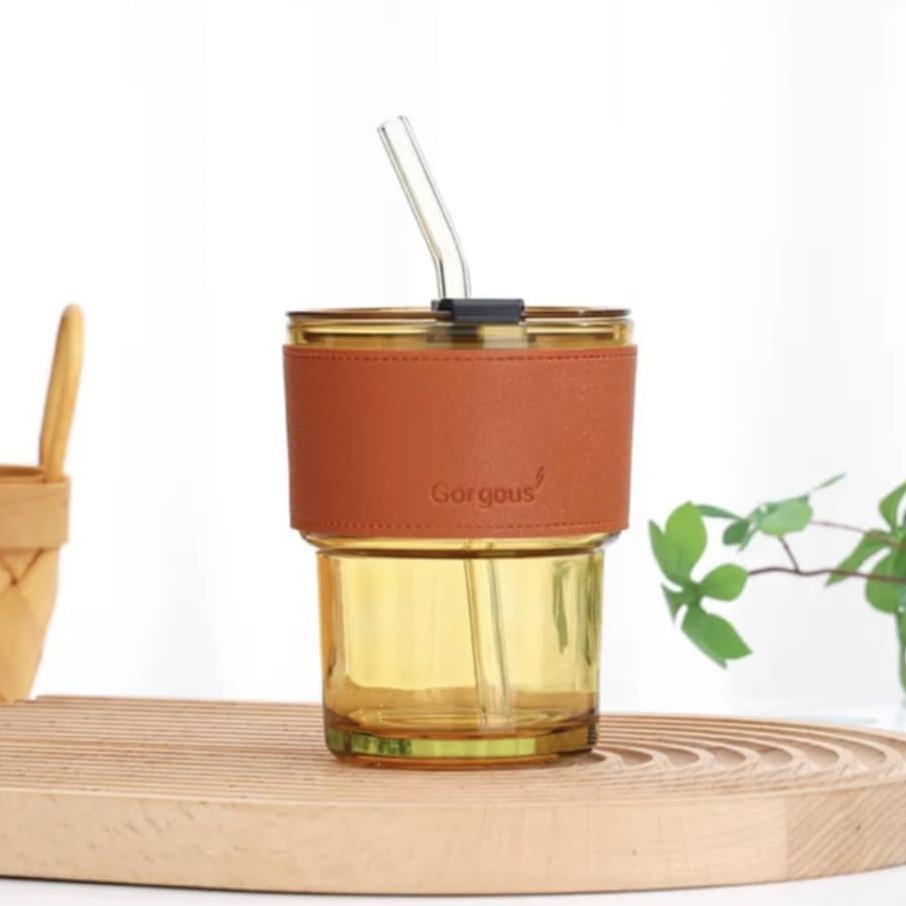 Cană de Cafea cu Capac Căni din Sticlă cu Perete Dublu Căni cafea Pai de Silicon cană suvenir personalizată Sticlărie pentru Băuturi Sticle