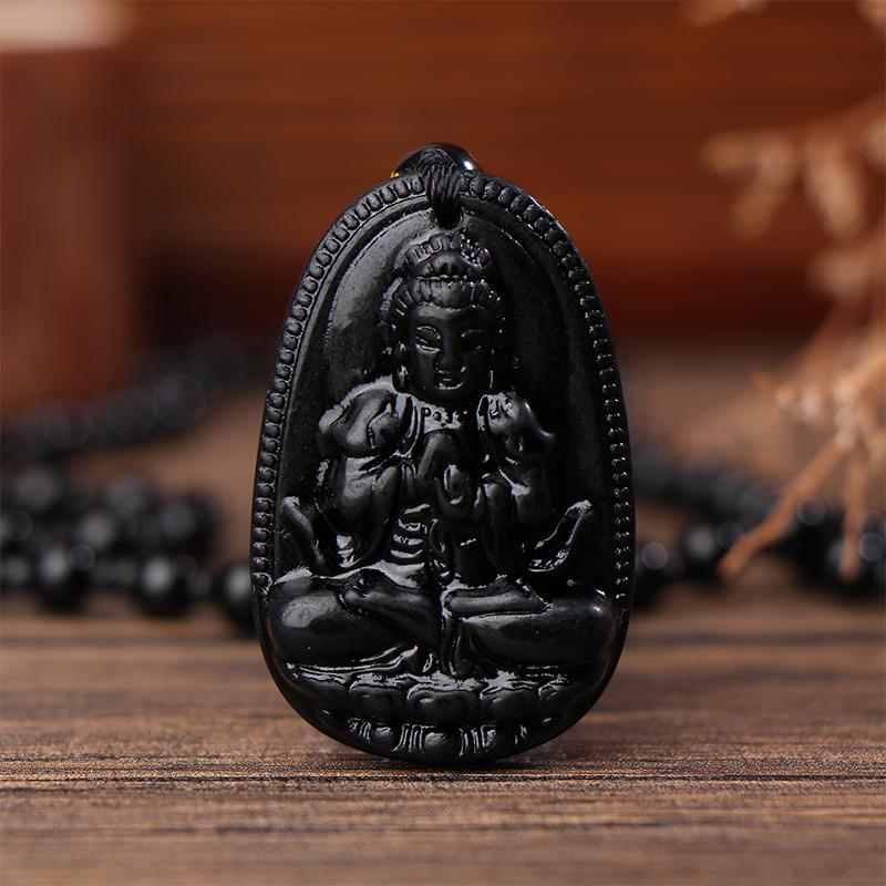 Amitabha Pendant Necklace Carved Buddha Lucky Amulet Necklaces For Women Men Jewelry Gifts