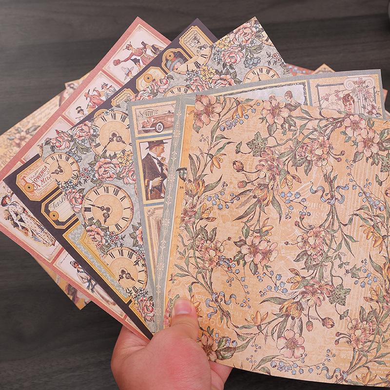 10 Sheets Vintage European-Style Decorative Paper for Journaling and Collage: Double-Sided Adhesive