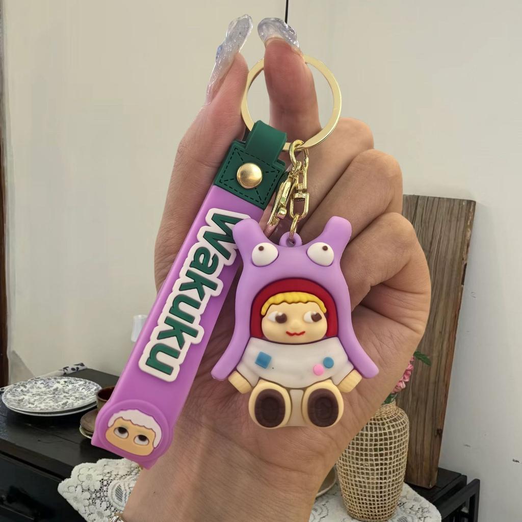 New Cartoon Wokuku Keychain Soft Rubber 3D Doll Pendant Bag Pendant Small Gift