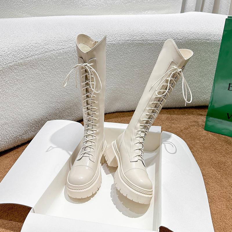 

Женские зимние сапоги-рыцари новые сапоги Spice Girl на толстой подошве с ремешками выглядят стройными, но женские сапоги до колена 39