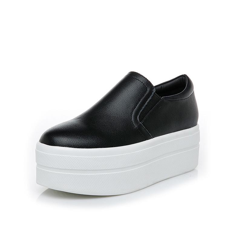 

Весна новая женская одинарная обувь корейская версия маленьких белых туфель женская с внутренней высотой на платформе туфли на толстой подошве один педаль высокий каблук casua 39