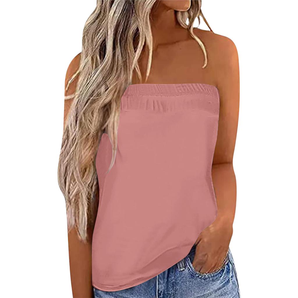 Women’s Bandeau Top Strapless Top Tube Top Boobtube Tops Women Backless Top Crop Top Y2K Clothes for Summer Going Out Tops for Women UK