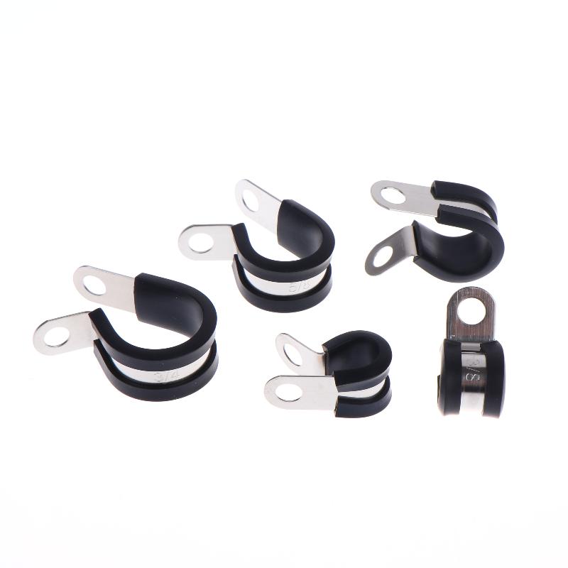 12Pcs R Clips Rubber Lined Clamp Assortment Heavy Duty 1/4 5/16 3/8 1/2 5/8 3/4 for Marine Auto Electrical Wiring Management