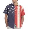 Men's Casual Stylish Flag Letter Print Shirt - Men's Lapel Short-sleeved Button-up Shirt