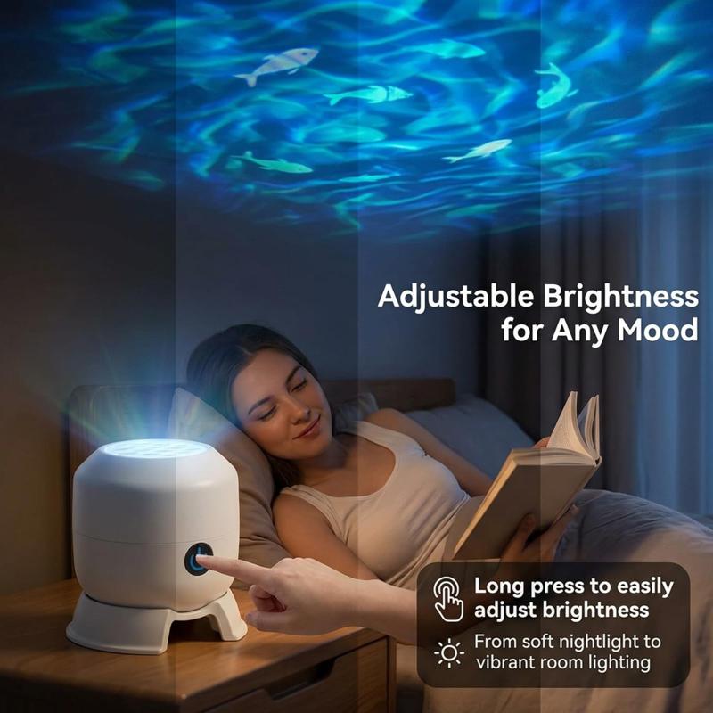 Led Ocean/Snowflake Projector Light 360 Degree Rotating Dynamic Night Light Rechargeable Usb Powered Ambient Lamp Decorative Lighting