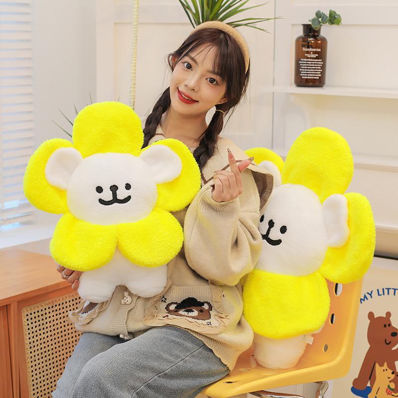Sunflower Maltese Plush Dog Toy Cartoon Stuffed Animal Doll Decoration Room
