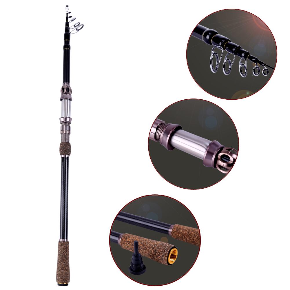 Fiskestang Spinnestang Teleskopisk Spinnefiskestang Bærbar fiskestang Carbon fiskeutstyr