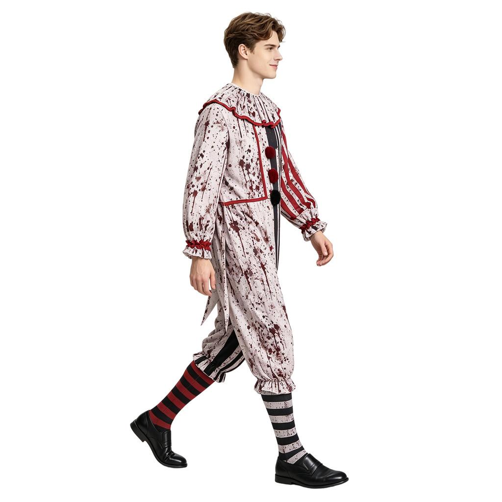 Dark Clown Cosplay Costume For Halloween Anime Role Play With Striped Pattern For Men