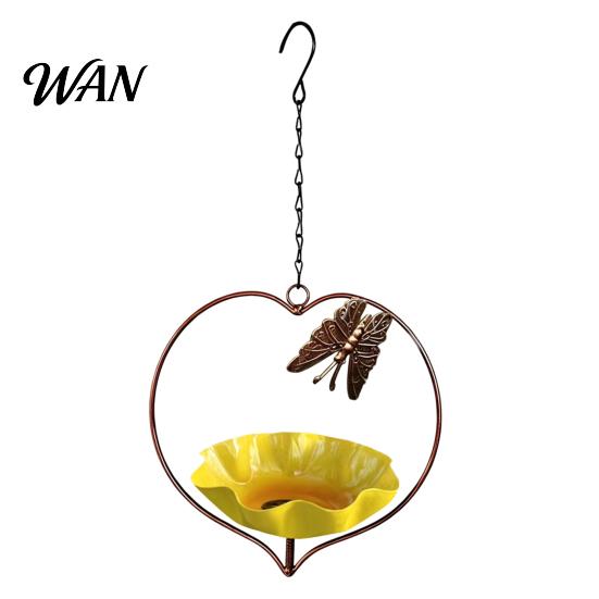 Heart-shaped Bird Feeder Outside Hummingbird Feeder, Weather-proof Metal Butterfly Bath, Bath Hanging Feeding Bowl for Outdoor Garden Patio Yard