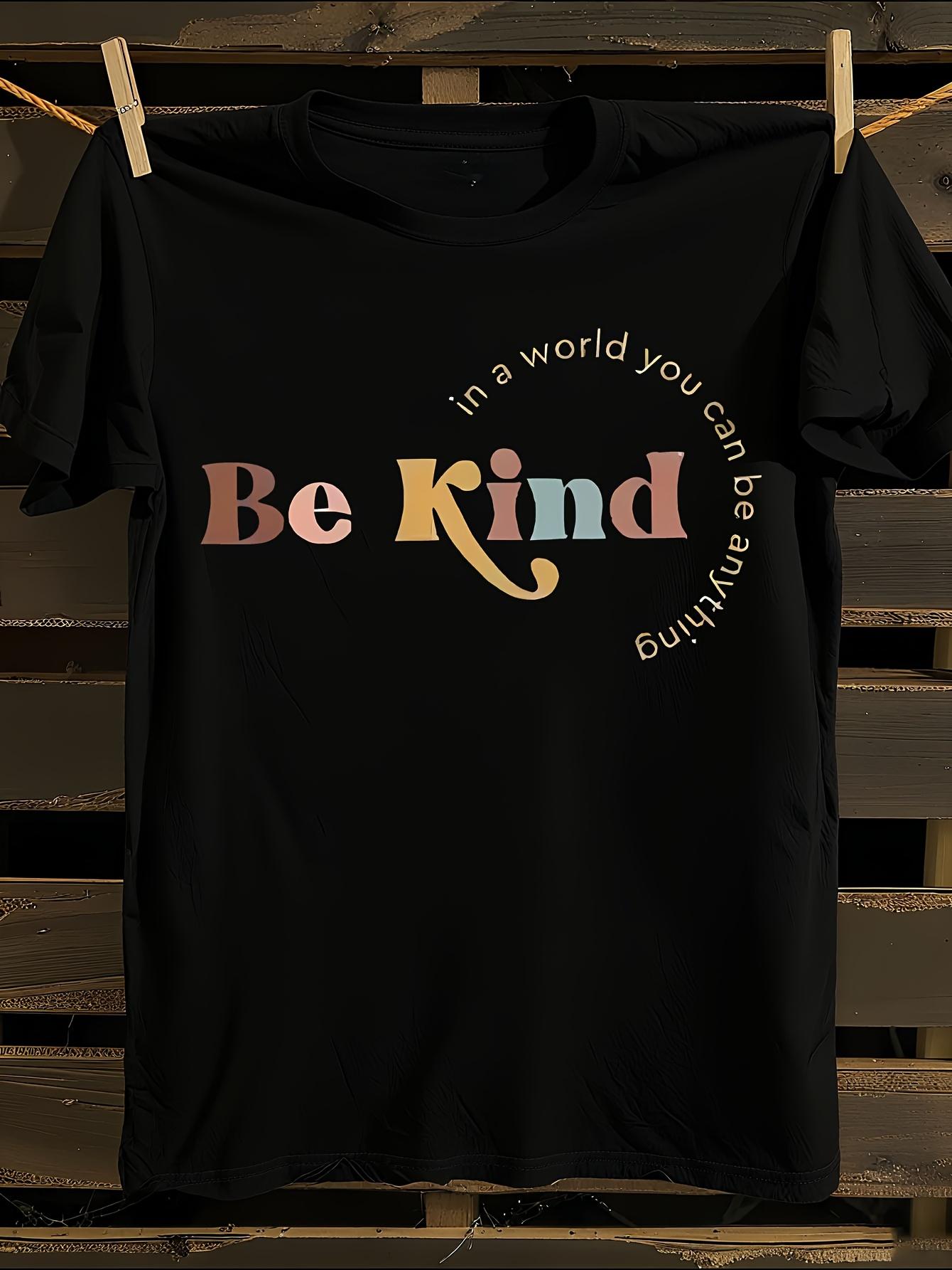 WoPlus Size Be Kind Letter Print T-shirt S