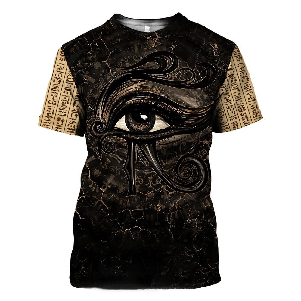 Trendig 3D Egyptisk Farao Tryckt T-shirt Sommar Casual Retro T-shirts Horus Öga Tryckt Herr Mode Oversized Kortärmad Topp