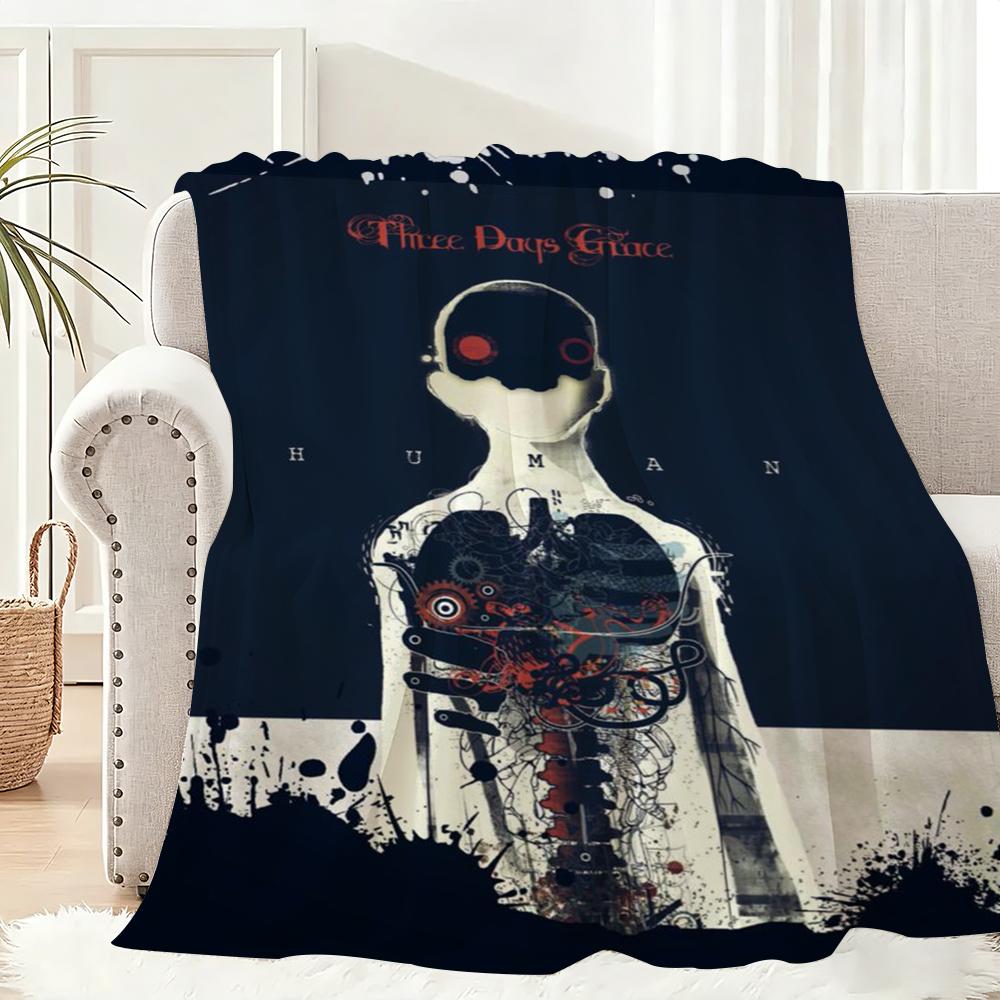 Three Days Grace Album Alienation Throw Lightweight 240g Flannel Blanket Soft Skin-friendly for Summer Cooling 75x90cm