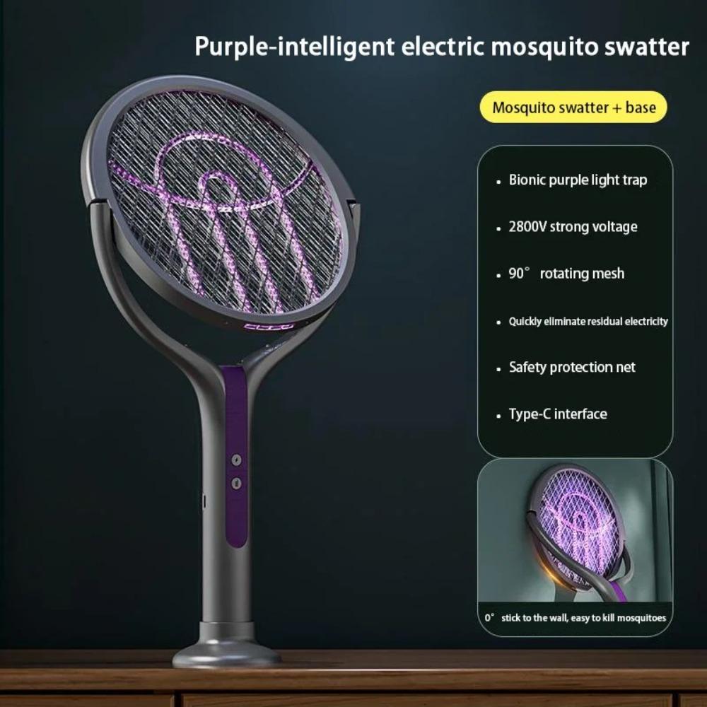 USB Rechargeable Scalable Electric Mosquito Swatter 2 In 1 Fly Swatter Trap Bug Zapper  Indoor