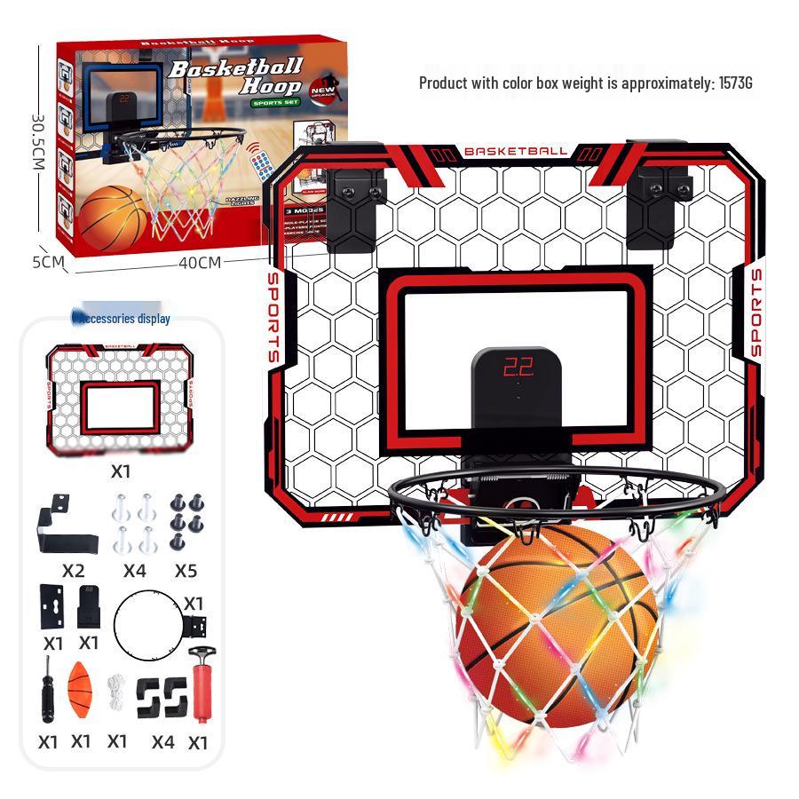 

Многофункциональное настенное баскетбольное кольцо для детей - для помещений/улицы, складное, со световой индикацией счета