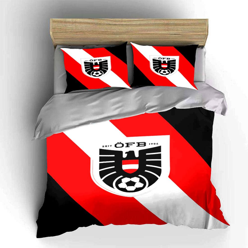 Bandiera Austriaca ÖFB Set Calcio Biancheria da Letto Set Copripiumino Copripiumino Federe (1 * Copripiumino 2 * Federe, senza piumino)
