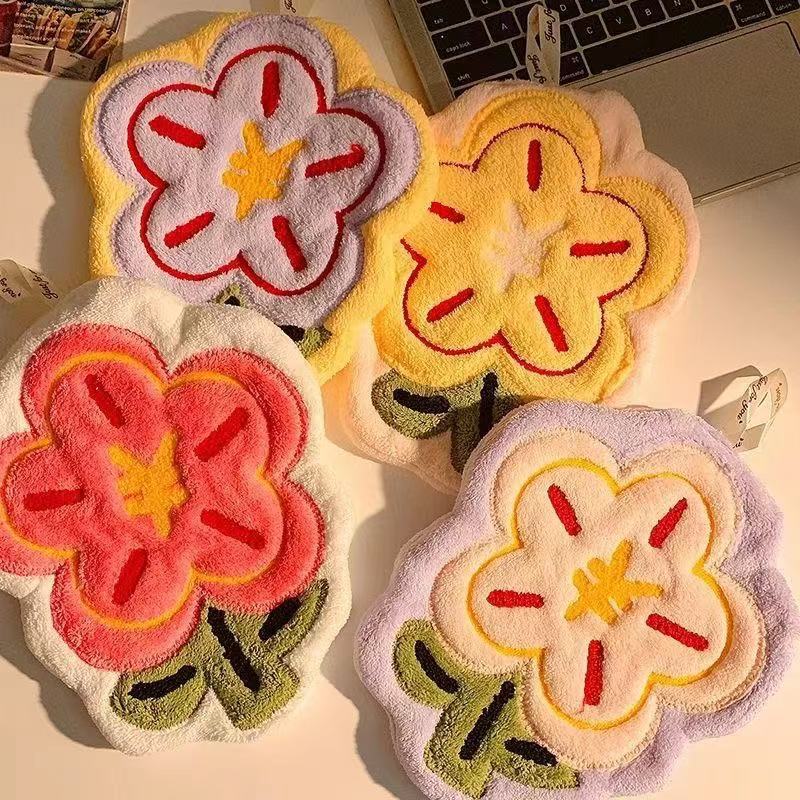 1 PZ Asciugamano da mano da appendere Celebrità di Internet Fiore ricco Asciugamano da mano Cucina Bagno Asciugatura rapida Bambini Assorbente Pile corallo Asciugamano da appendere