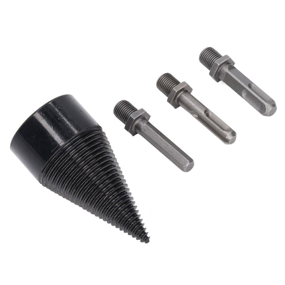 4pcs Heavy Duty Detachable Log Splitter Bit Hex Shank Firewood Drill Bit Family Heating