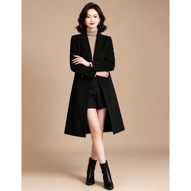 Women's Double-Breasted Lapel Long Coat