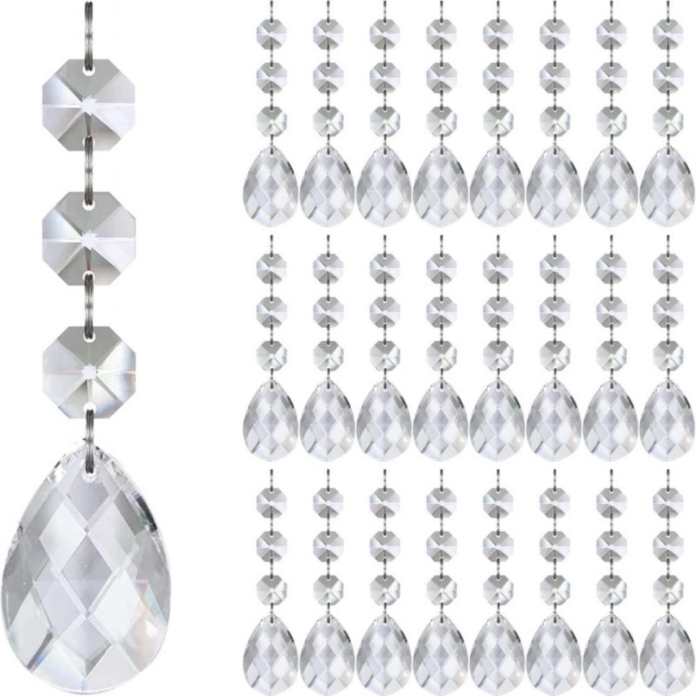 30pcs Crystal Clear Christmas Tree Ornaments Acrylic Water Droplet Hanging Pendant Decor Christmas Decoration