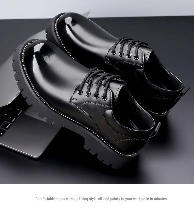 Men's Polished Leather Martin Boots - British Style, Versatile Casual Low-Top Short Boots for Autumn and Winter.