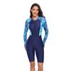 Women S Long Sleeve Print One Piece Swimsuit Slim Conservative Sun Protection