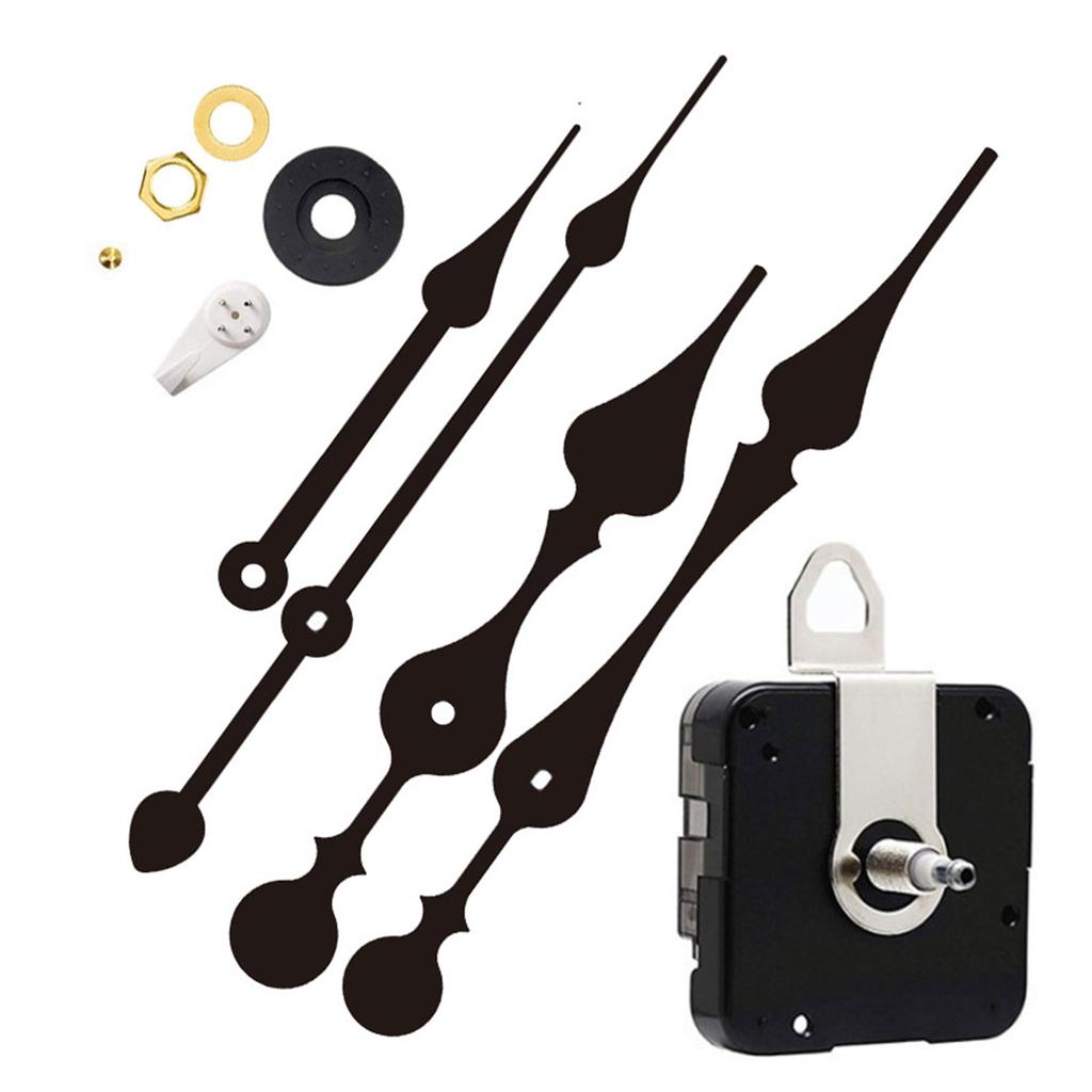 Long Shaft High Torque Clock Movement Mechanism Kits with 2 Pack Long Spade Hands and Hook for DIY Wall Clock Repair