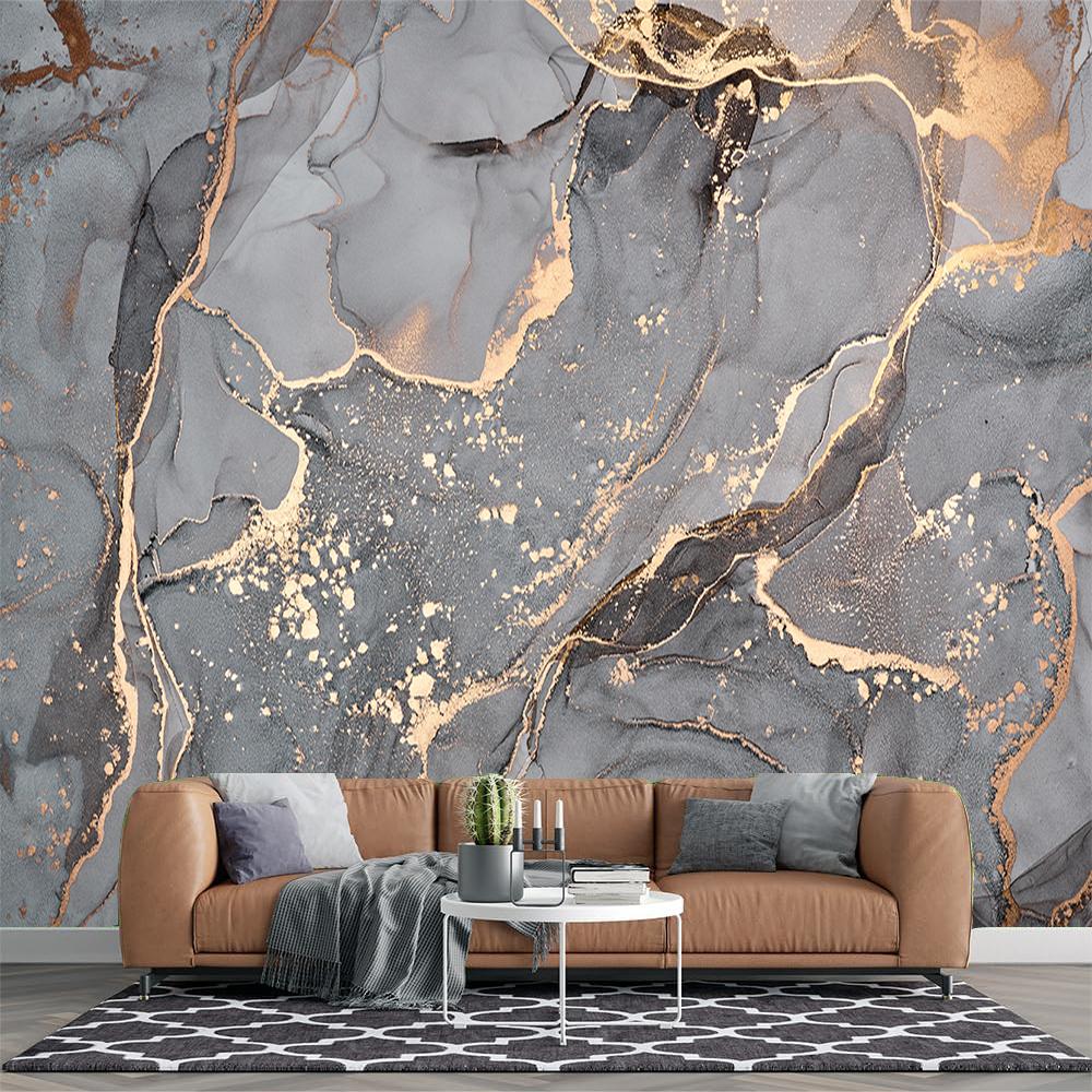 

Gray Marble 3d Wall Mural Gold Texture Large Wall Paper For Living Room Bedroom Marble Wallpaper 200 cm(W) x 140 cm(H)