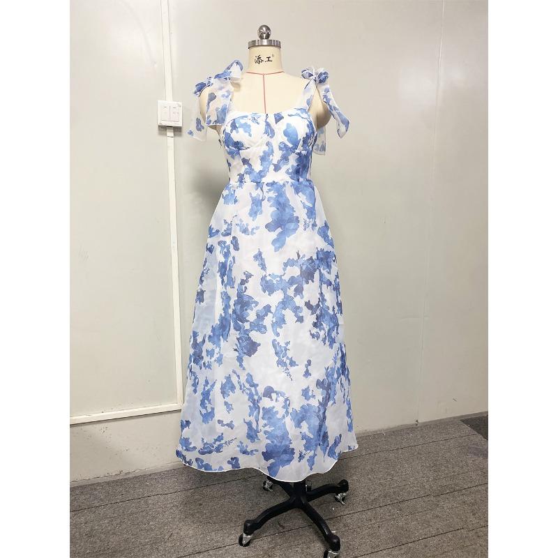Rochie de seară cu zână din organza de modă pentru femei fără umăr
