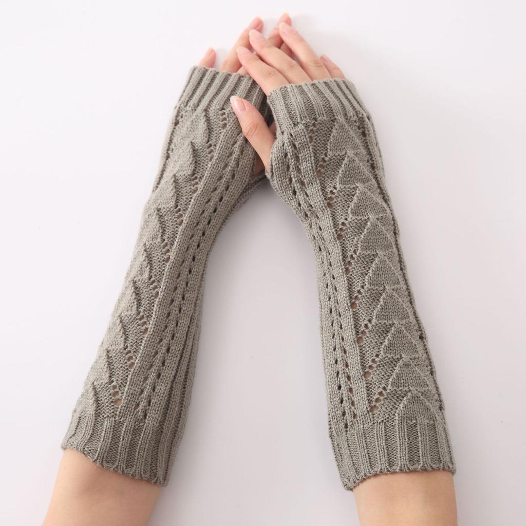 Botvotee Y2k Accessories Arm Warmers Sleeves for Women Winter Knit Hollow-out Triangle Long Sleeve Holder Fingerless Gloves