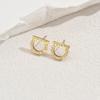 Simple Smooth / Shiny Crystal Small Stud Earrings Silver/Gold Color Tiny Posting Earrings Women's Minimalist Luxury Jewelry