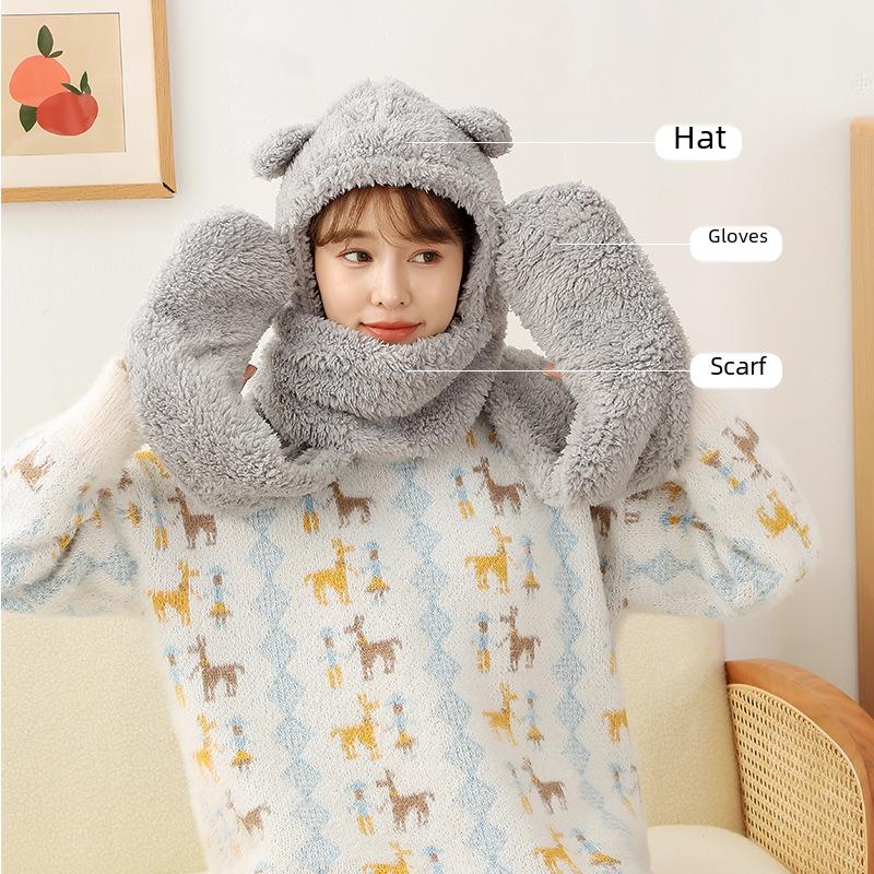 Set de Gorro de Invierno y Bufanda Doble para Mujer - Te Mantiene Caliente y Protege tus Orejas.