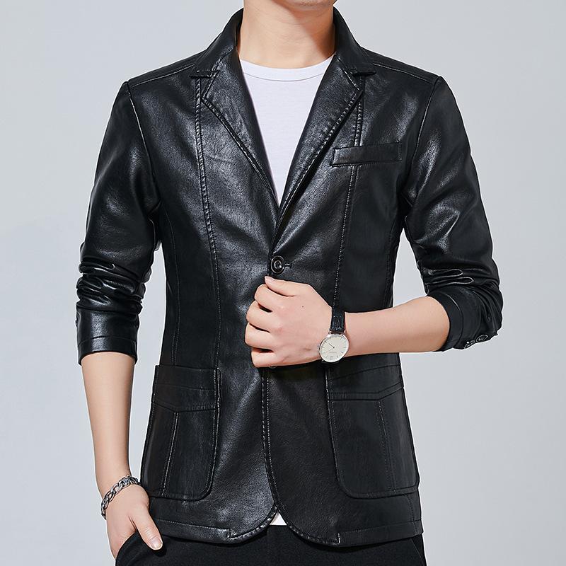Coat New Leather Mens Spring Sports Casual Pu Leather Thin Solid Color Motorcycle Clothing Jacket Mens Coat